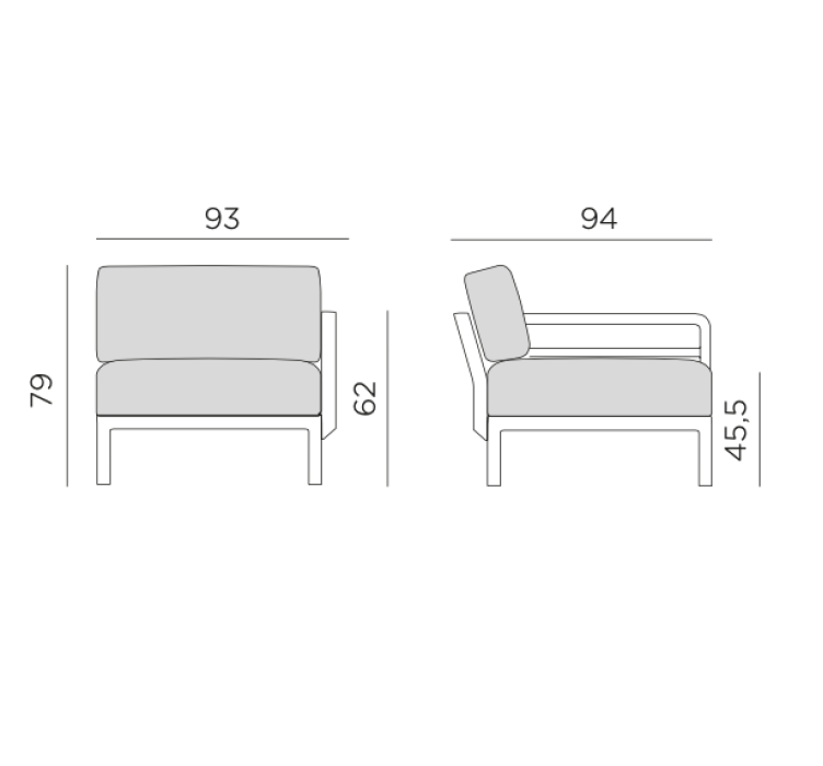 Модуль Maximo Elemento Terminale DX/SX Basalto Lava Sunbrella10